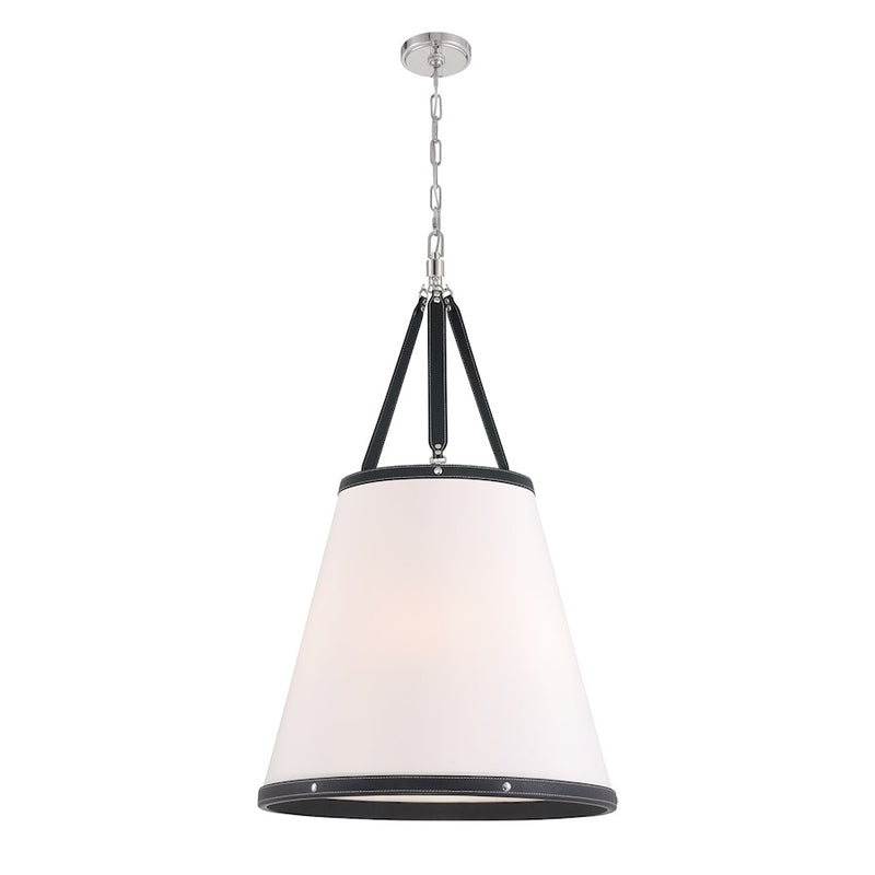 Crystorama Callahan 6 Light Pendant, Polished Nickel/White
