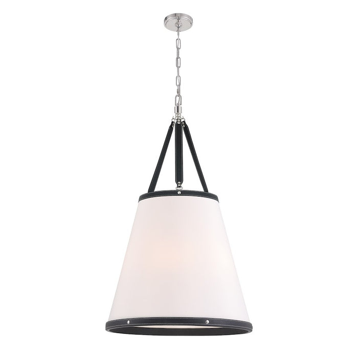 Crystorama Callahan 6 Light Pendant, Polished Nickel/White - CAL-2406-PN