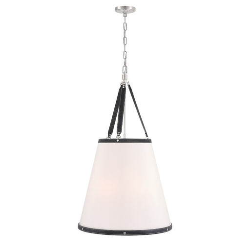 Crystorama Callahan 6 Light Pendant, Polished Nickel/White