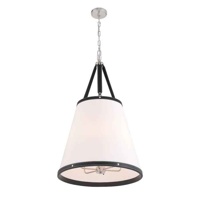 Crystorama Callahan 6 Light Pendant, Polished Nickel/White