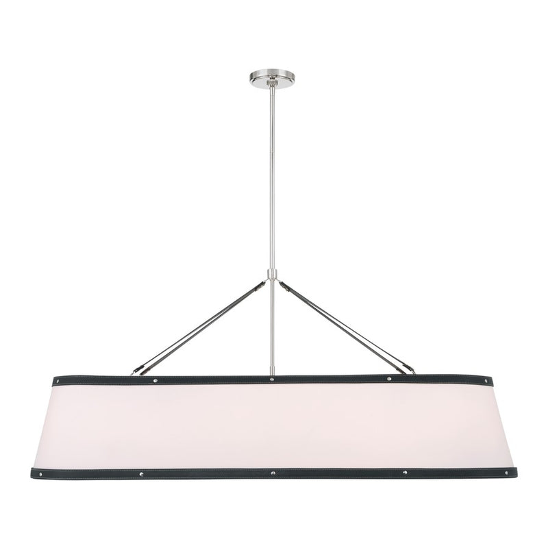 Crystorama Callahan 6Lt 47.5" Chandelier, Polished Nickel/White