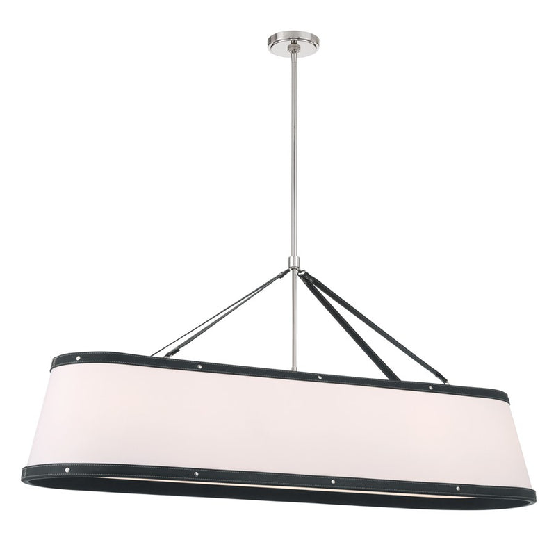 Crystorama Callahan 6Lt 47.5" Chandelier, Polished Nickel/White