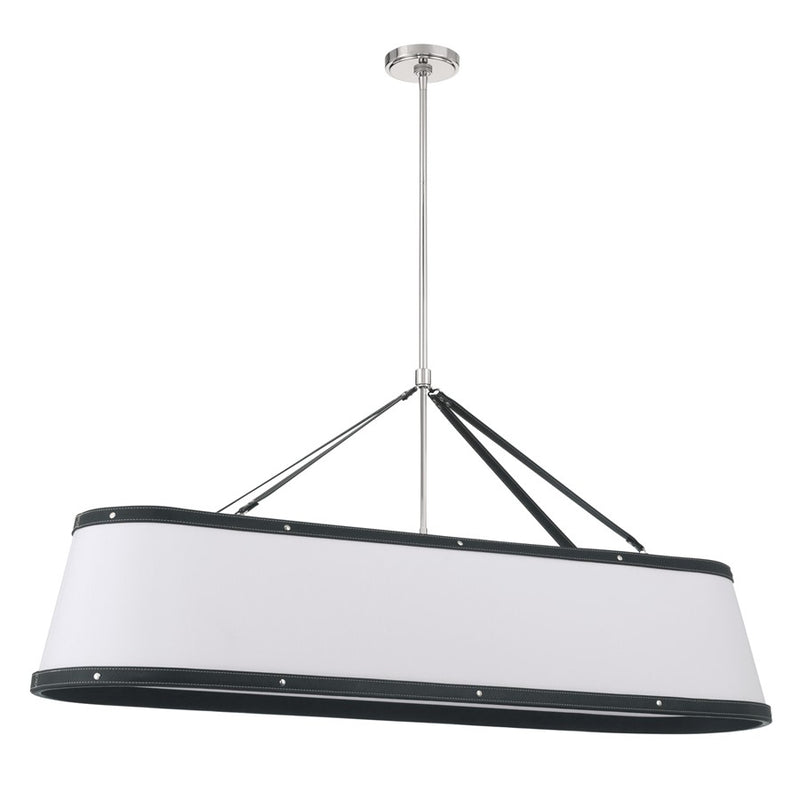 Crystorama Callahan 6Lt 47.5" Chandelier, Polished Nickel/White