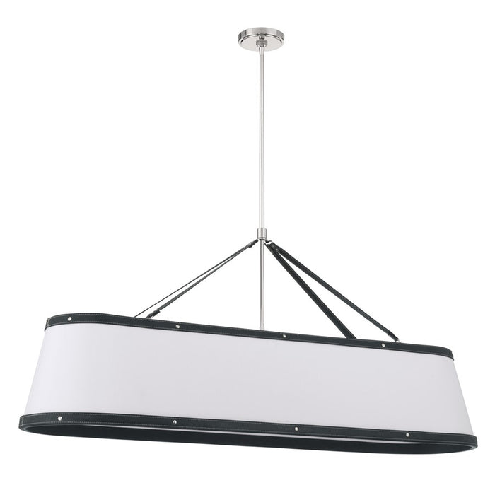 Crystorama Callahan 6Lt 47.5" Chandelier, Polished Nickel/White