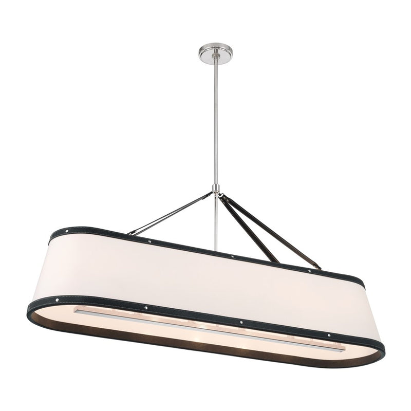 Crystorama Callahan 6Lt 47.5" Chandelier, Polished Nickel/White