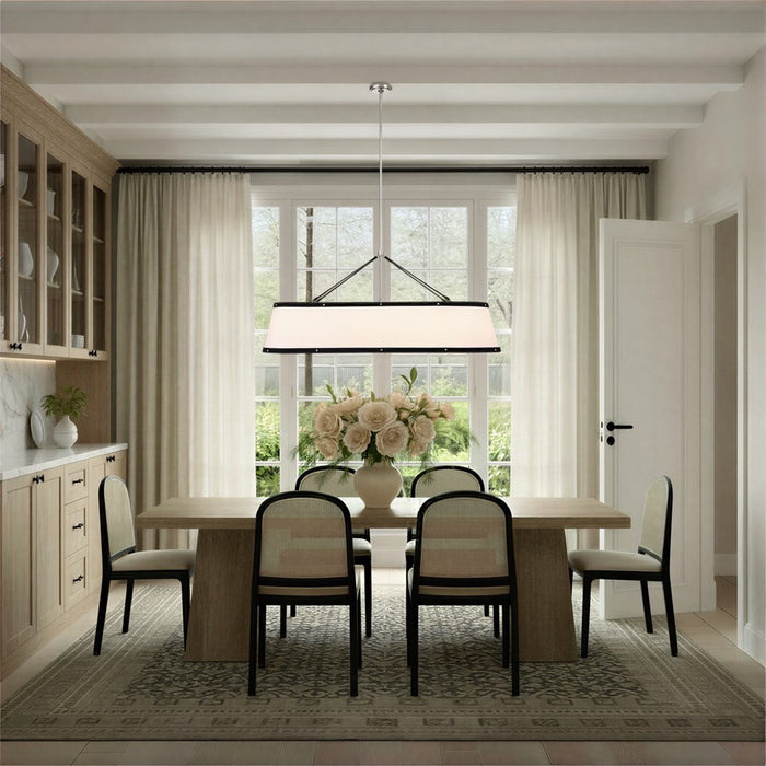 Crystorama Callahan 6Lt 47.5" Chandelier, Polished Nickel/White