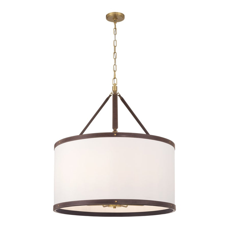 Crystorama Callahan 8 Light 28" Pendant, Luxe Gold/White