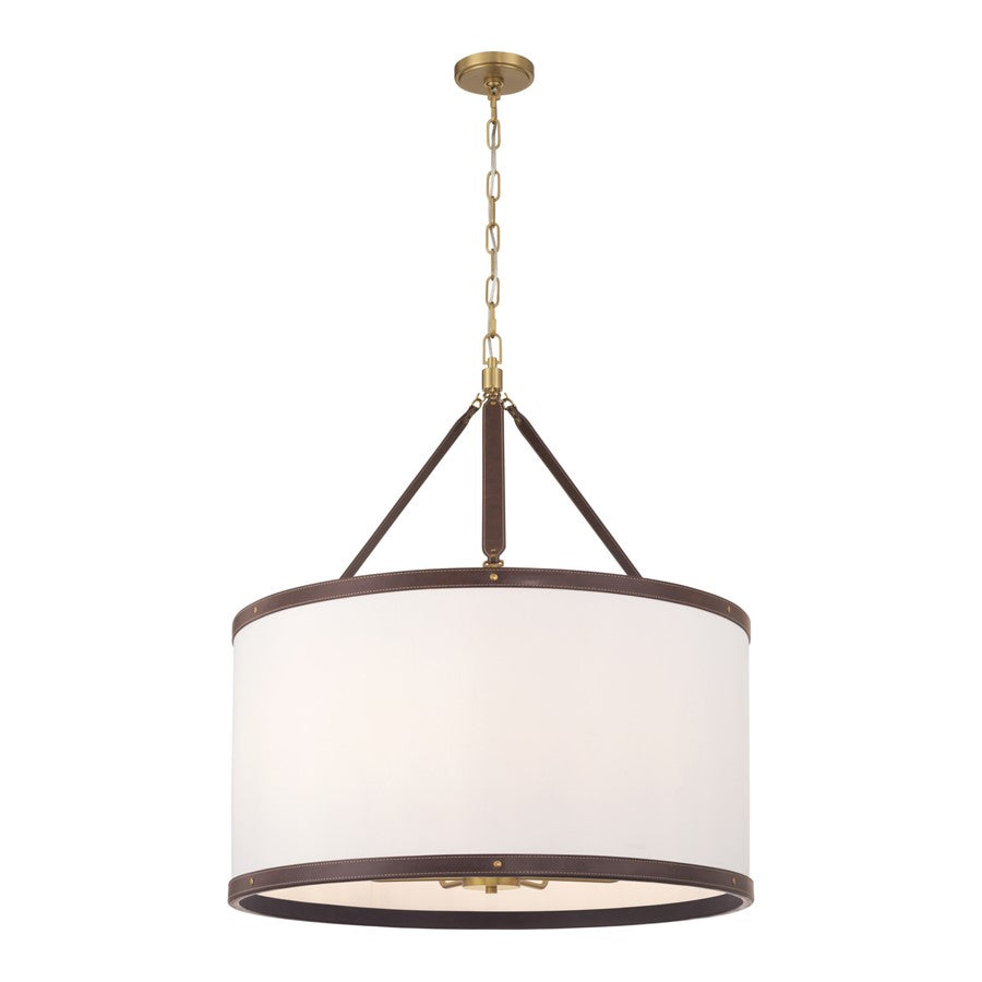 Crystorama Callahan 8 Light 28" Pendant, Luxe Gold/White - CAL-2408-LG