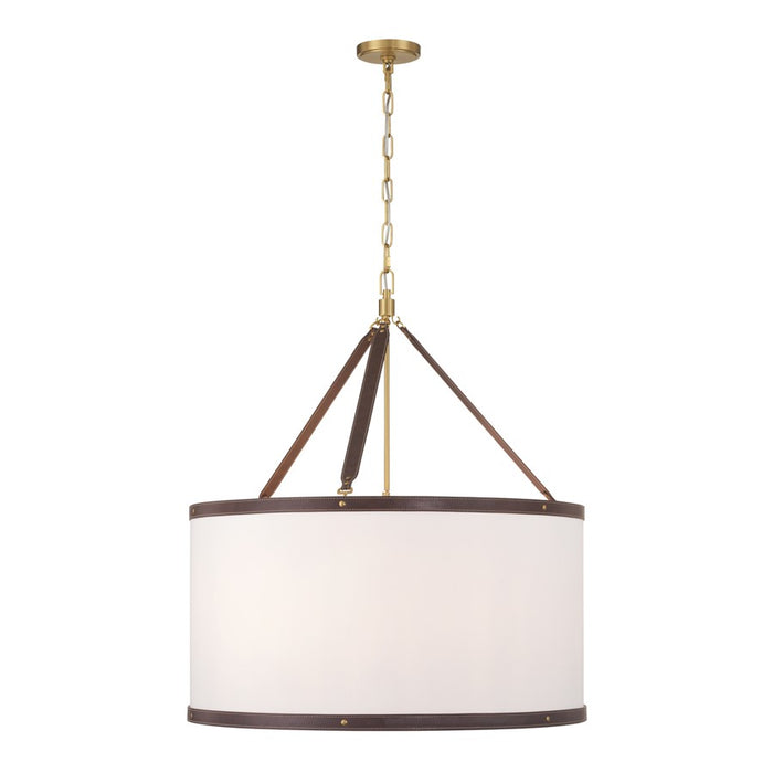 Crystorama Callahan 8 Light 28" Pendant, Luxe Gold/White