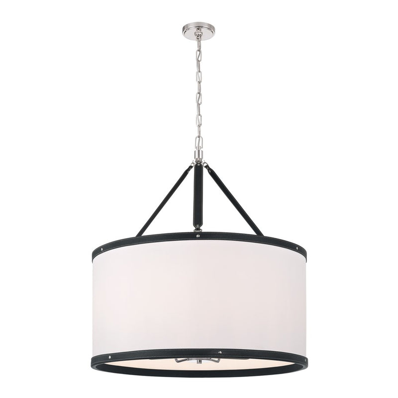 Crystorama Callahan 8 Light 28" Pendant, Polished Nickel/White