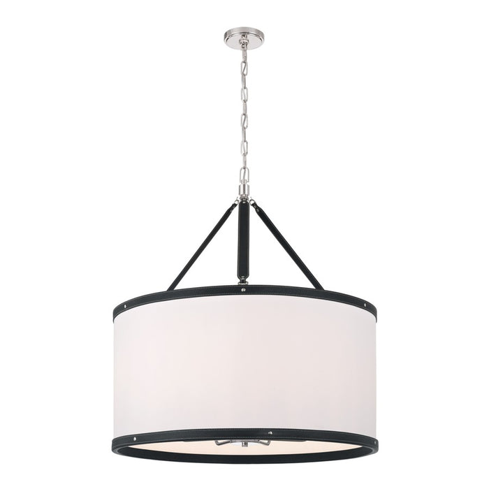 Crystorama Callahan 8 Light 28" Pendant, Polished Nickel/White - CAL-2408-PN