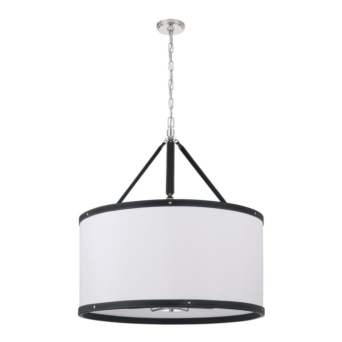 Crystorama Callahan 8 Light 28" Pendant, Polished Nickel/White