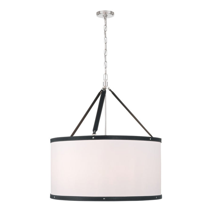 Crystorama Callahan 8 Light 28" Pendant, Polished Nickel/White