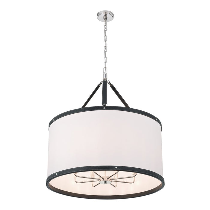 Crystorama Callahan 8 Light 28" Pendant, Polished Nickel/White