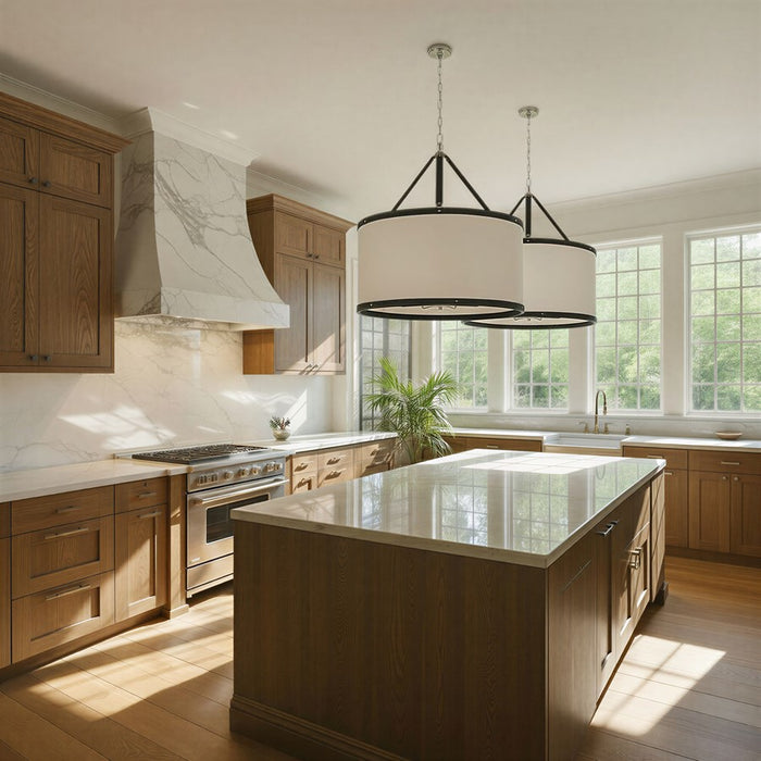 Crystorama Callahan 8 Light 28" Pendant, Polished Nickel/White