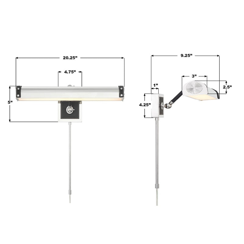 Crystorama Callahan 1 Light 20.25" Picture Light, Polished Nickel