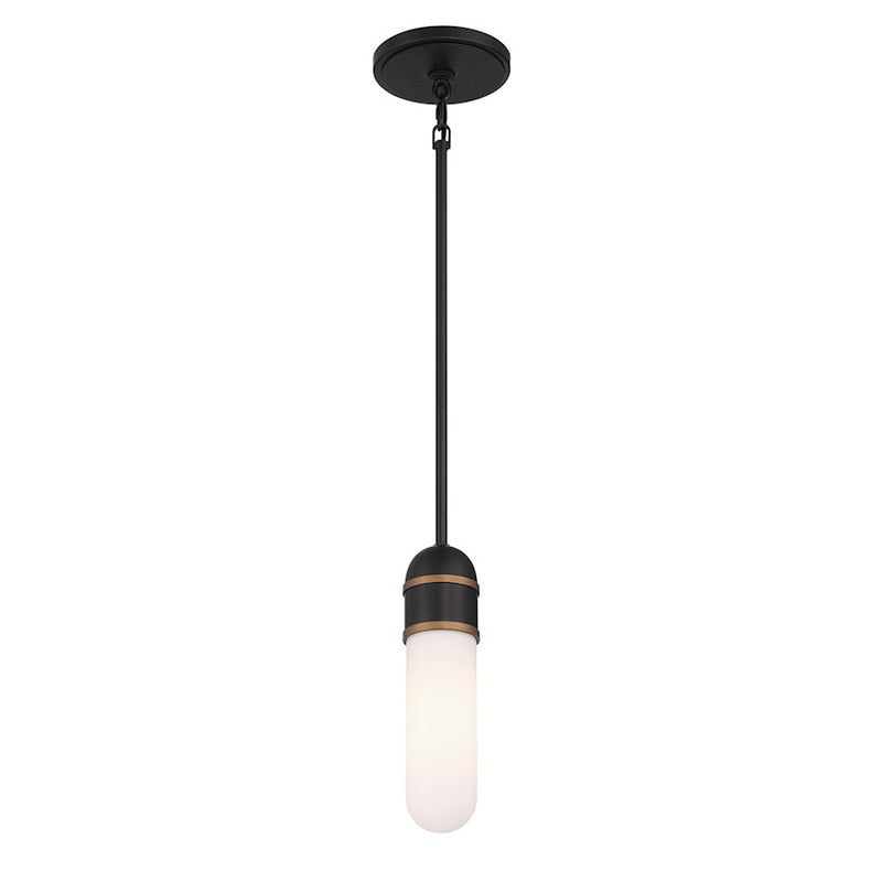 Crystorama Capsule 1 Light Mini Pendant, Black/Gold/White