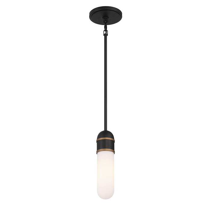 Crystorama Capsule 1 Light Mini Pendant, Black/Gold/White
