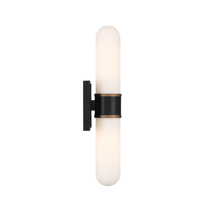 Crystorama Capsule 2 Light Sconce, Black/Textured Gold/White