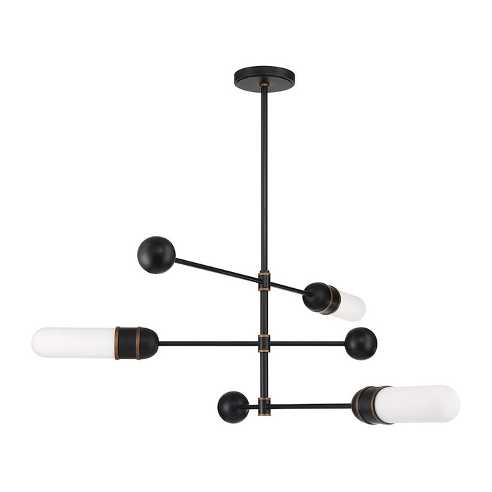 Crystorama Capsule 3Lt Chandelier, Black/Textured Gold/White