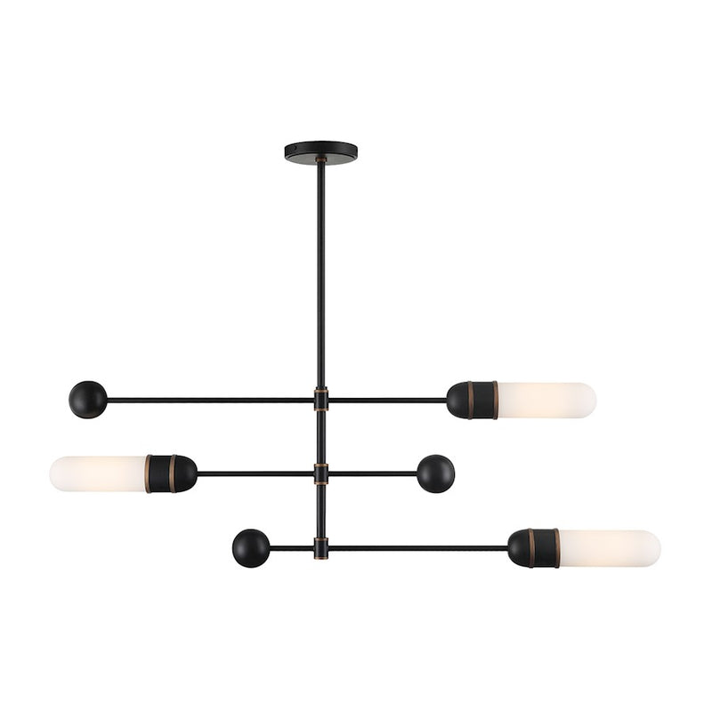 Crystorama Capsule 3Lt Chandelier, Black/Textured Gold/White
