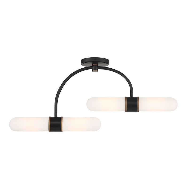 Crystorama Capsule 4Lt Semi Flush Mount, Black/Gold/White