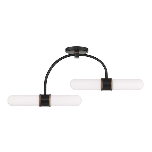 Crystorama Capsule 4Lt Semi Flush Mount, Black/Gold/White