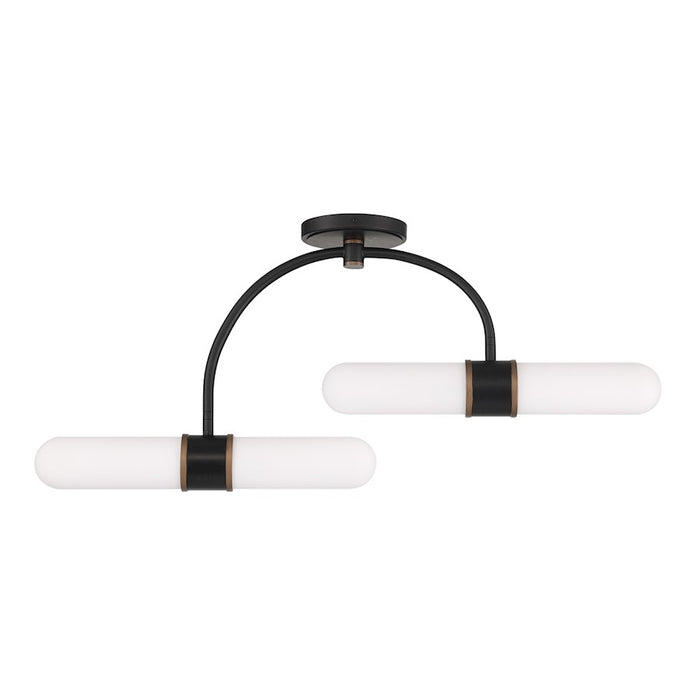 Crystorama Capsule 4Lt Semi Flush Mount, Black/Gold/White