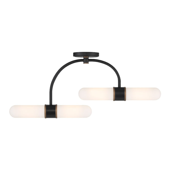 Crystorama Capsule 4Lt Semi Flush Mount, Black/Gold/White