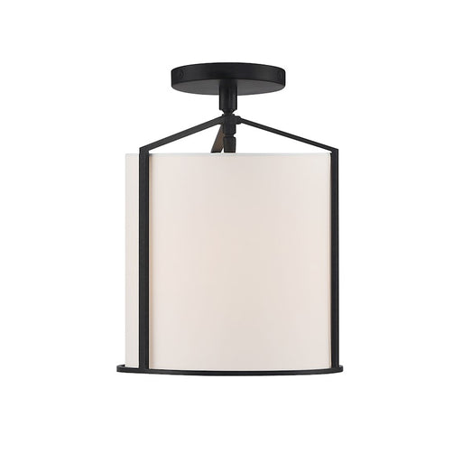 Crystorama Carlyn 1 Light Semi Flush Mount, Black/White