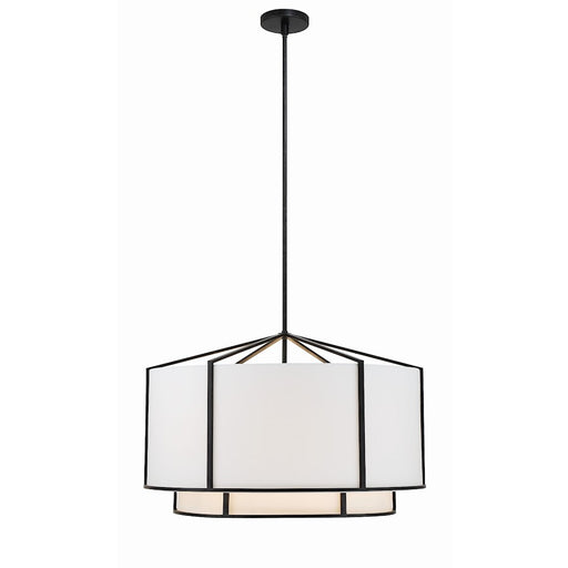 Crystorama Carlyn 6 Light Chandelier, Black/White