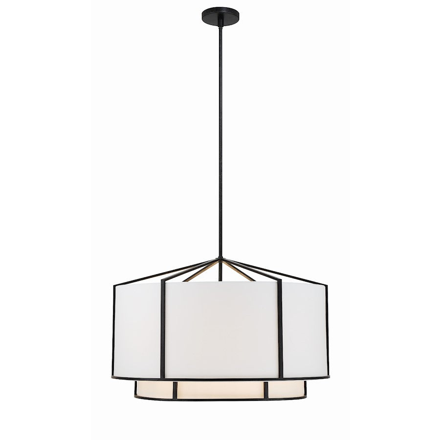 Crystorama Carlyn 6 Light Chandelier, Black/White