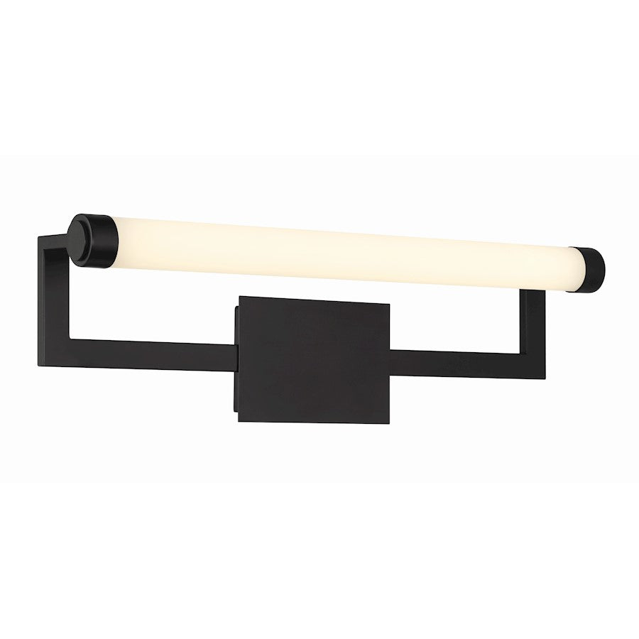 Crystorama Clinton 1 Light Bathroom Vanity, Matte Black/Glass
