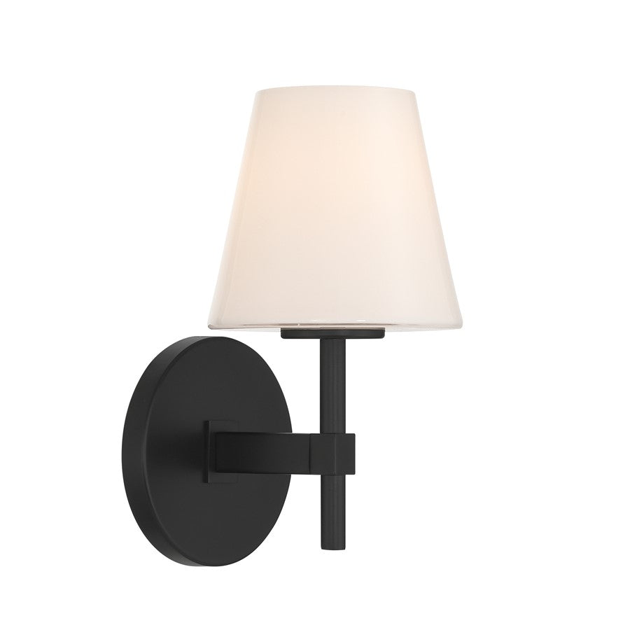 Crystorama Colton 1 Light 6" Sconce, Black/White - COL-201-BK