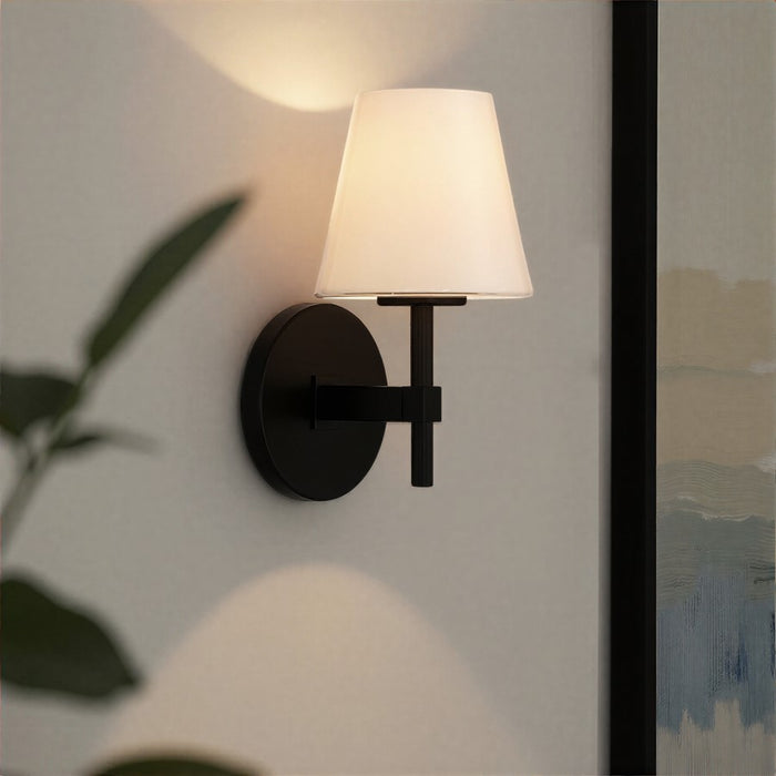 Crystorama Colton 1 Light 6" Sconce, Black/White