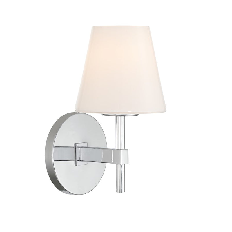 Crystorama Colton 1 Light 6" Sconce, Polished Chrome/White