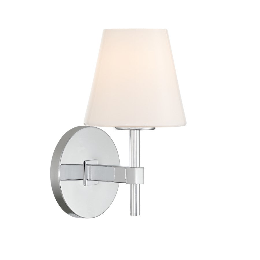 Crystorama Colton 1 Light 6" Sconce, Polished Chrome/White - COL-201-CH