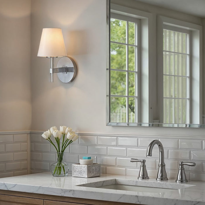 Crystorama Colton 1 Light 6" Sconce, Polished Chrome/White