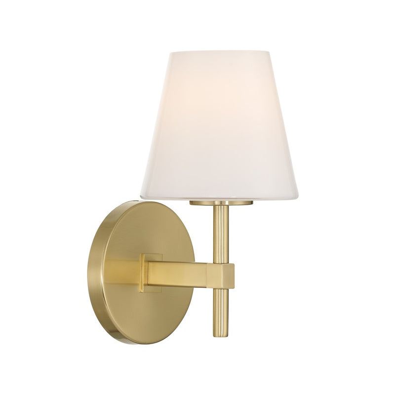 Crystorama Colton 1 Light 6" Sconce, Vibrant Gold/White