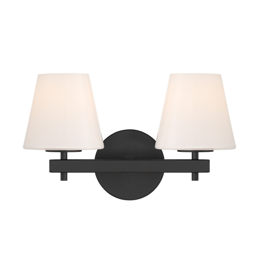 Crystorama Colton 2 Light 16" Sconce, Black/White - COL-202-BK