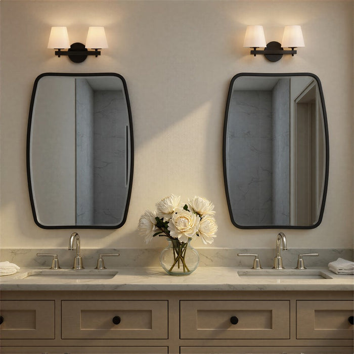 Crystorama Colton 2 Light 16" Sconce, Black/White