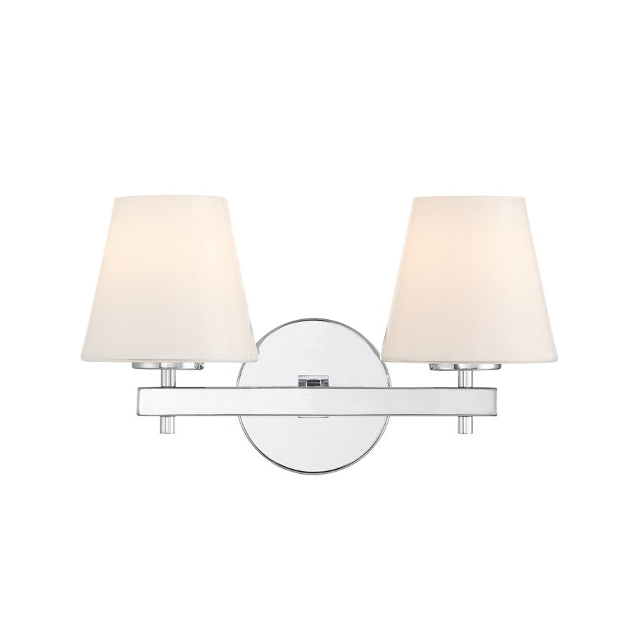 Crystorama Colton 2 Light 16" Sconce, Polished Chrome/White - COL-202-CH