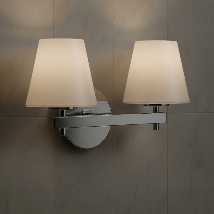 Crystorama Colton 2 Light 16" Sconce, Polished Chrome/White