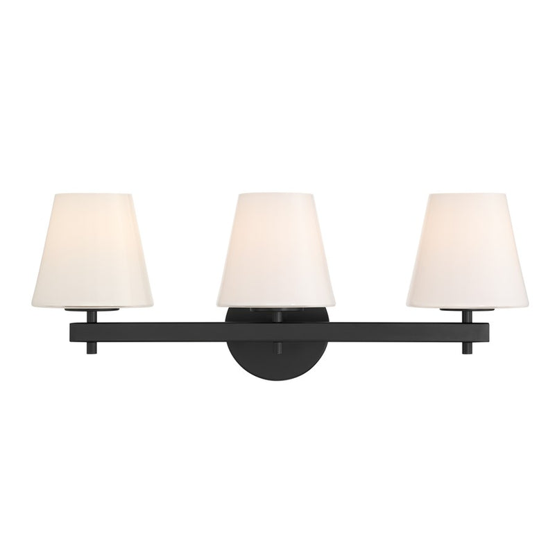 Crystorama Colton 3 Light 24.5" Bathroom Vanity, Black/White