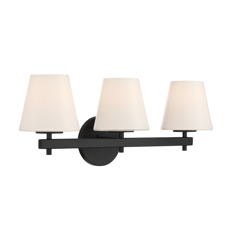 Crystorama Colton 3 Light 24.5" Bathroom Vanity, Black/White