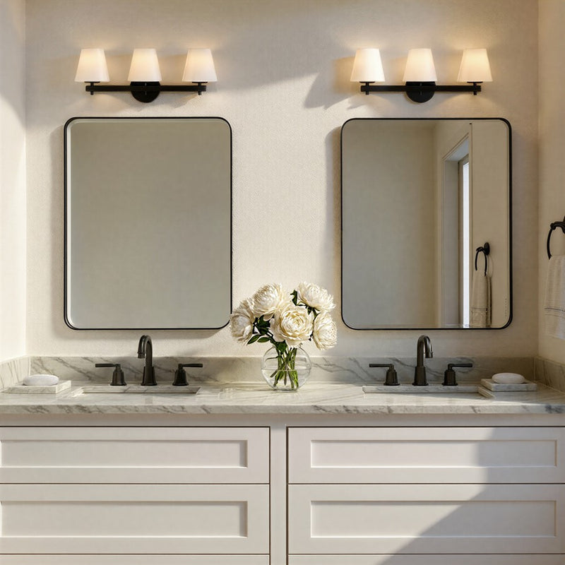 Crystorama Colton 3 Light 24.5" Bathroom Vanity, Black/White