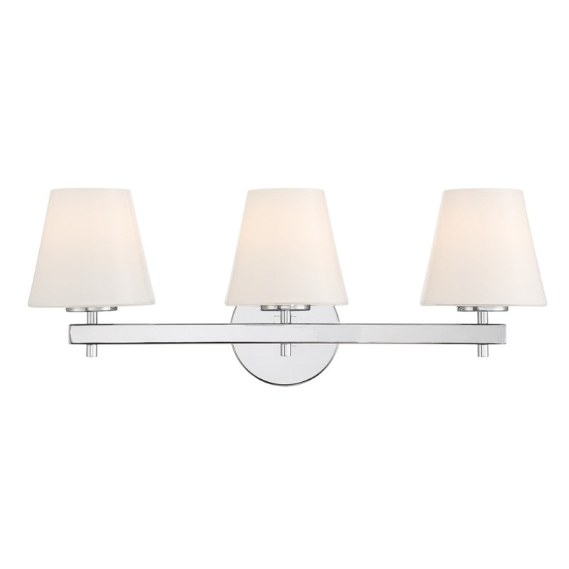 Crystorama Colton 3Lt 24.5" Bathroom Vanity, Polished Chrome/White