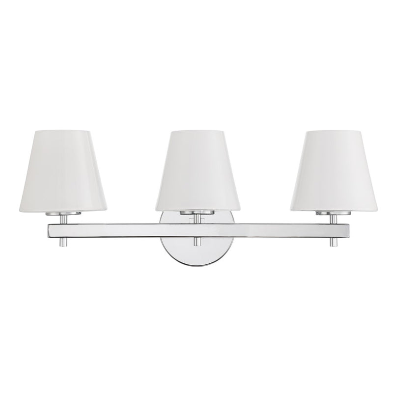 Crystorama Colton 3Lt 24.5" Bathroom Vanity, Polished Chrome/White