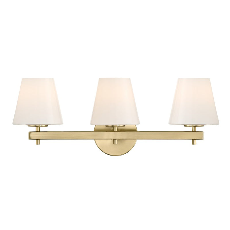 Crystorama Colton 3 Light 24.5" Bathroom Vanity, Vibrant Gold/White