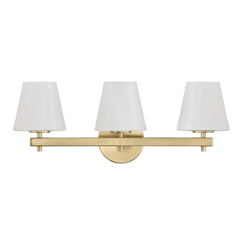 Crystorama Colton 3 Light 24.5" Bathroom Vanity, Vibrant Gold/White